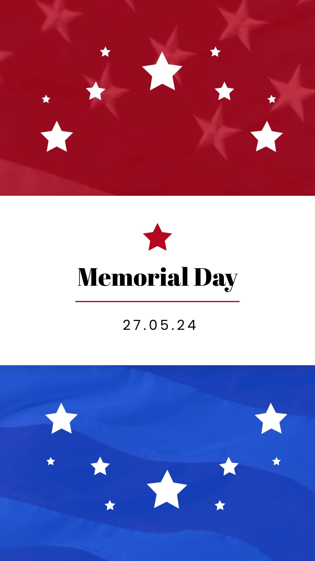 Simple Memorial Day Greeting Card Vertical Template