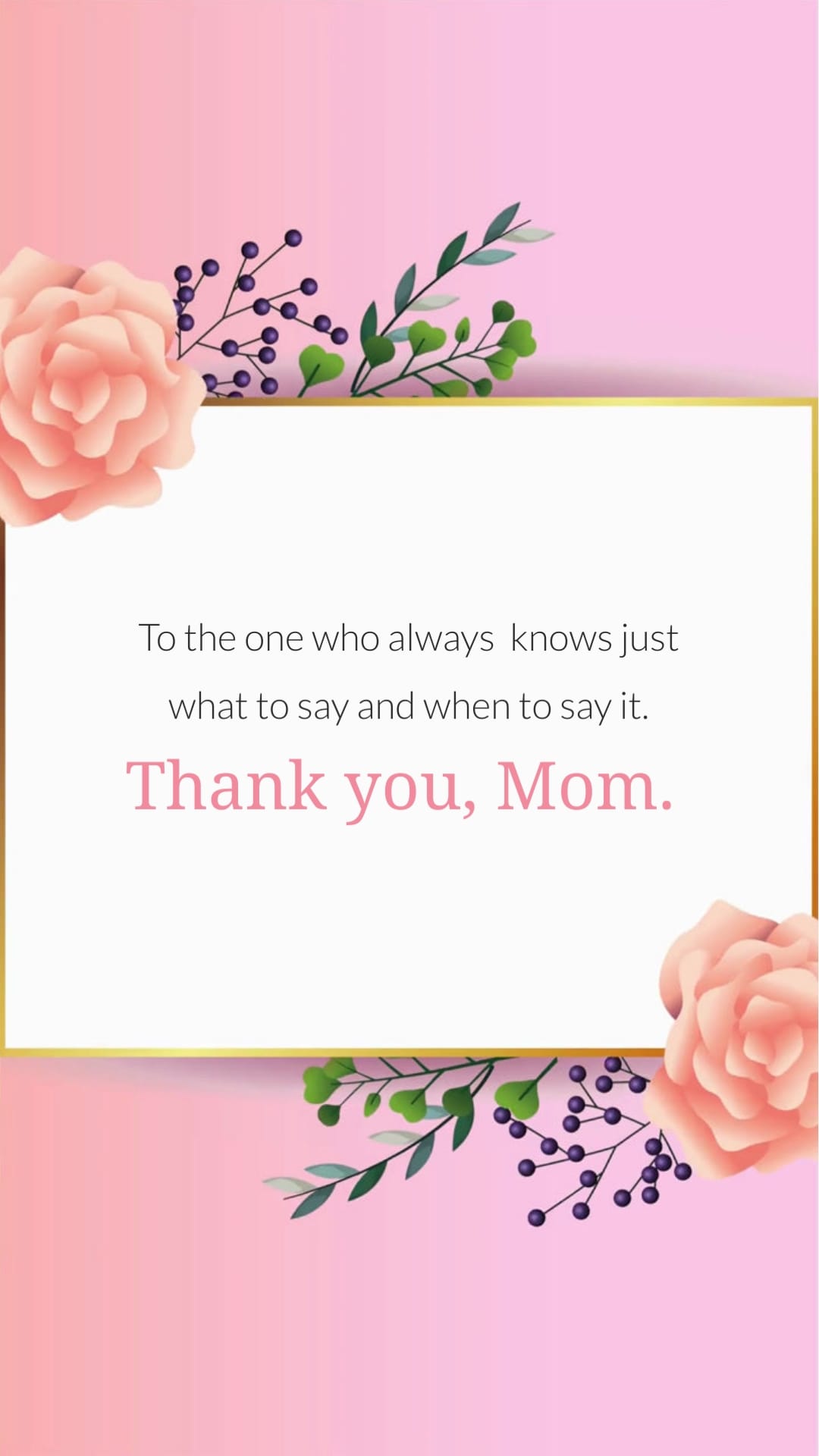 Simple Mothers Day Greeting Card Vertical Template
