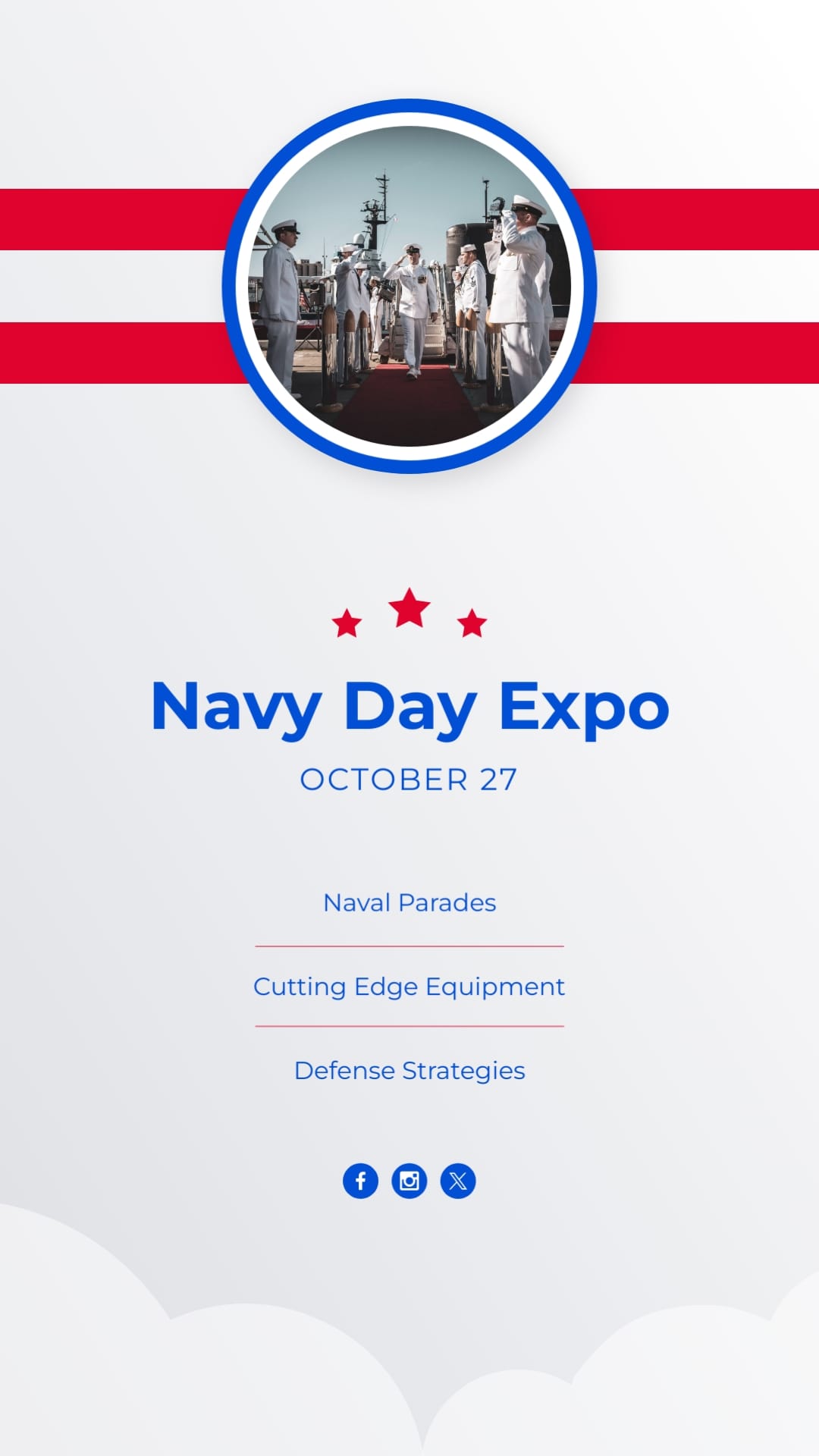 Simple Navy Day Greeting Card Vertical Template