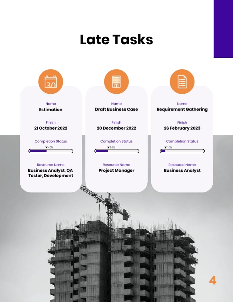 Simple Project Progress Report Template - Slide 4 Simple Project Progress Report Template - Slide 4