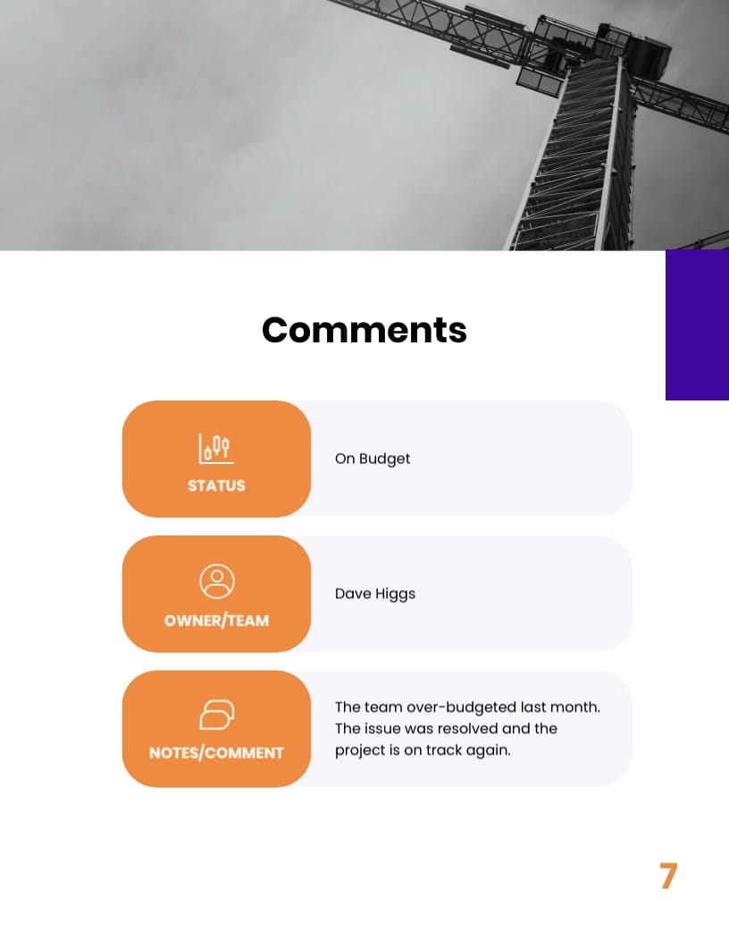 Simple Project Progress Report Template - Slide 7 Simple Project Progress Report Template - Slide 7