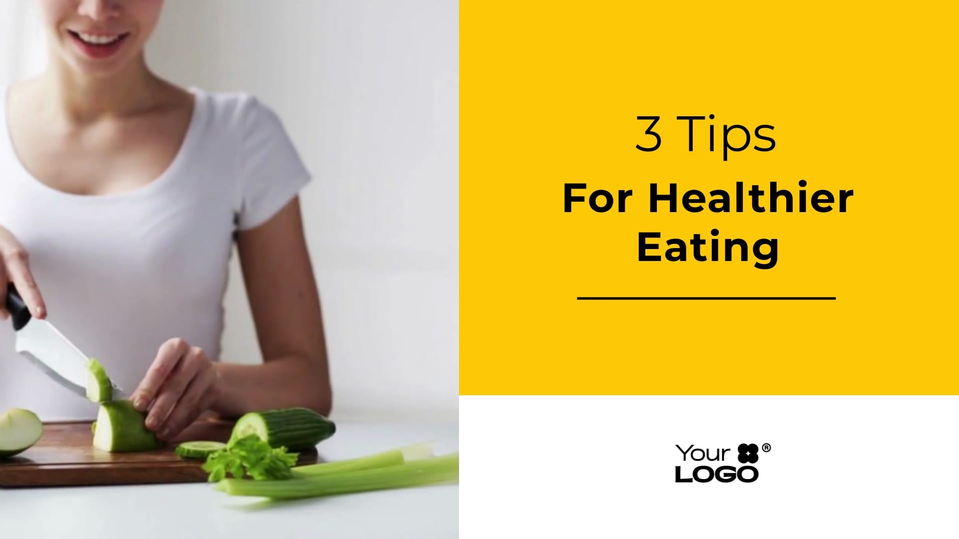 Sleek 3 Tips for Healthier Eating Listicle Video Template