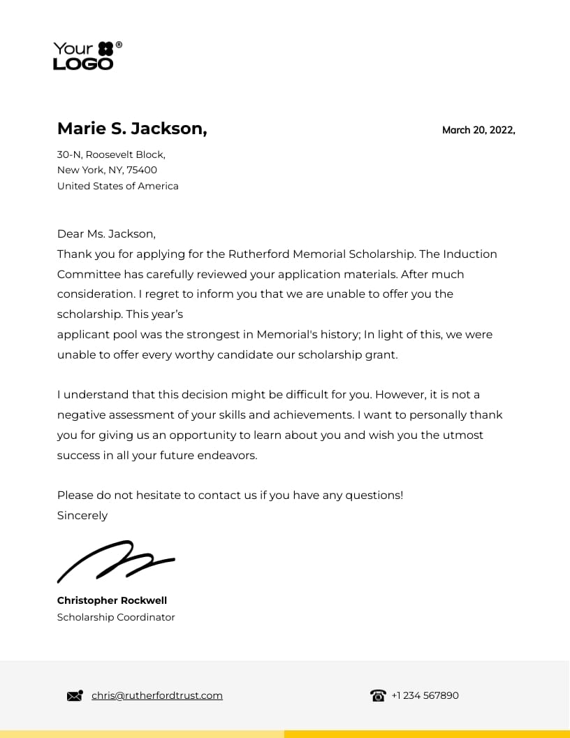 Sleek Acceptance Letter Template