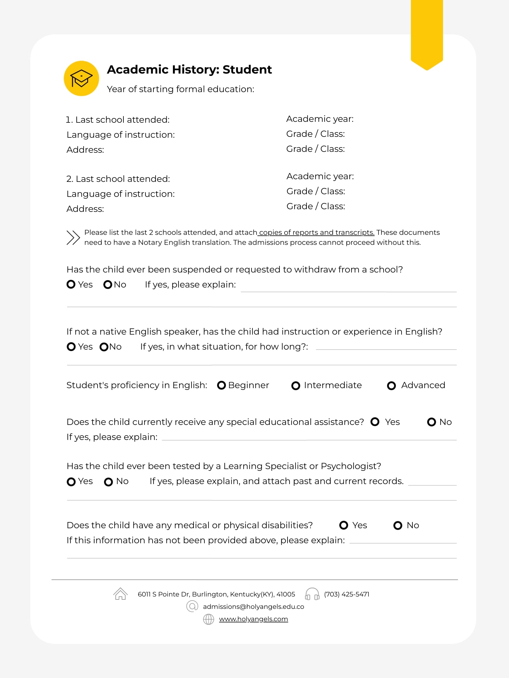 Sleek Admission Form Template - Slide 2 Sleek Admission Form Template - Slide 2