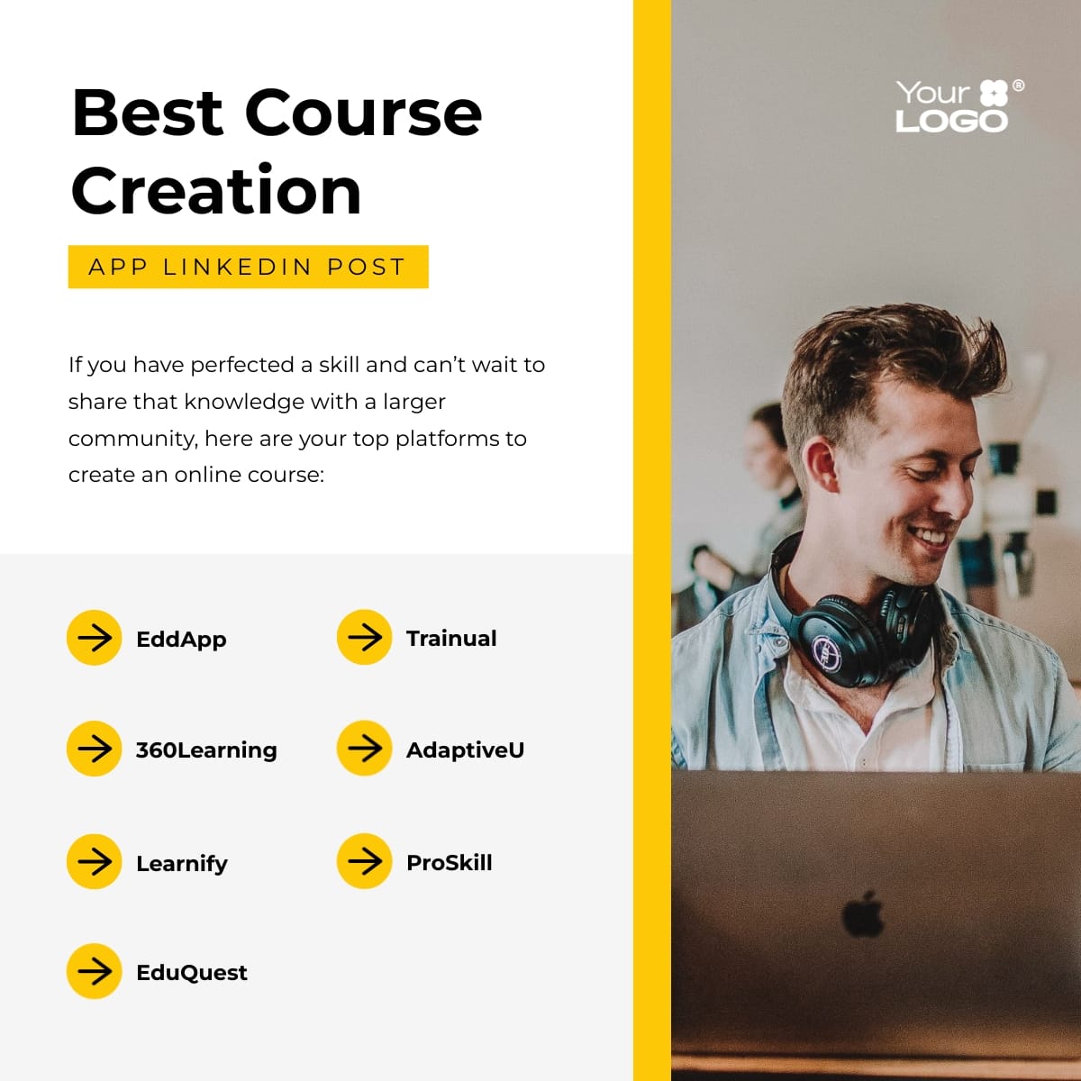 Sleek Best Course Creation App LinkedIn Post Template