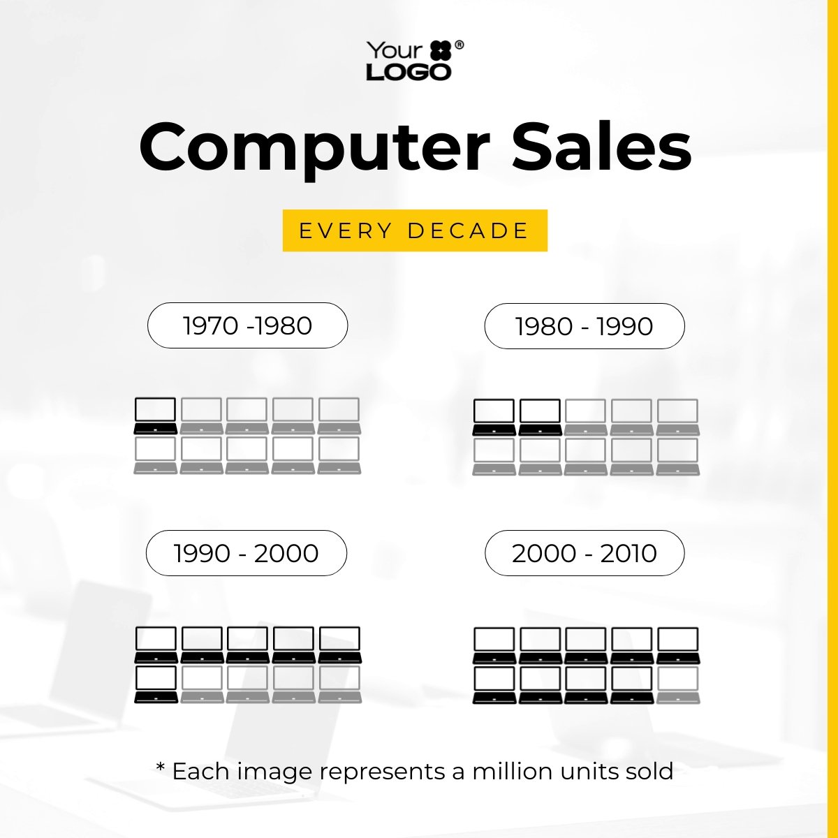 Sleek Computer Sales Pictogram Square Template