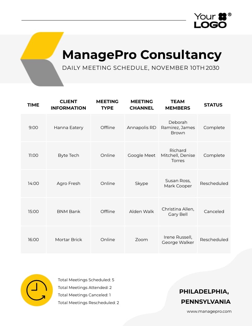 Daily Schedule Template