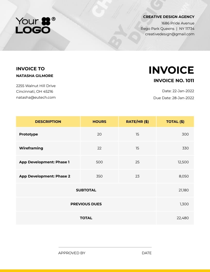 Sleek Design Agency Invoice Template