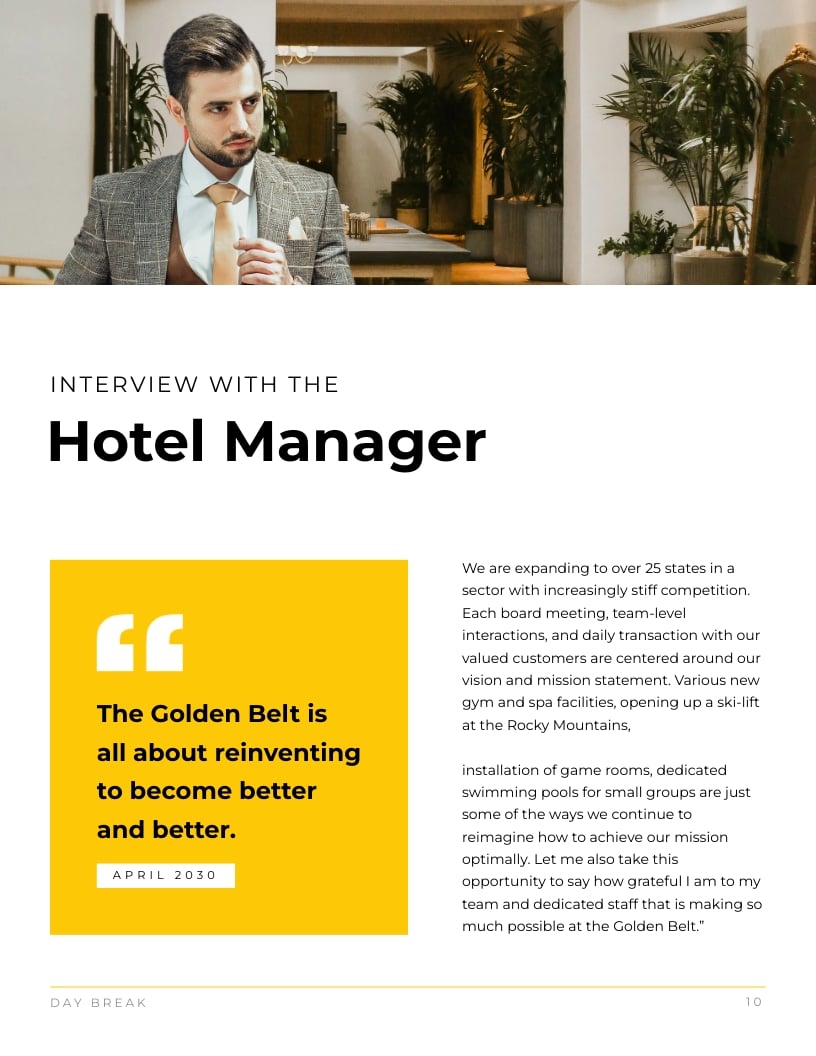 Sleek Golden Belt International Hotel Magazine Template - Slide 10 Sleek Golden Belt International Hotel Magazine Template - Slide 10