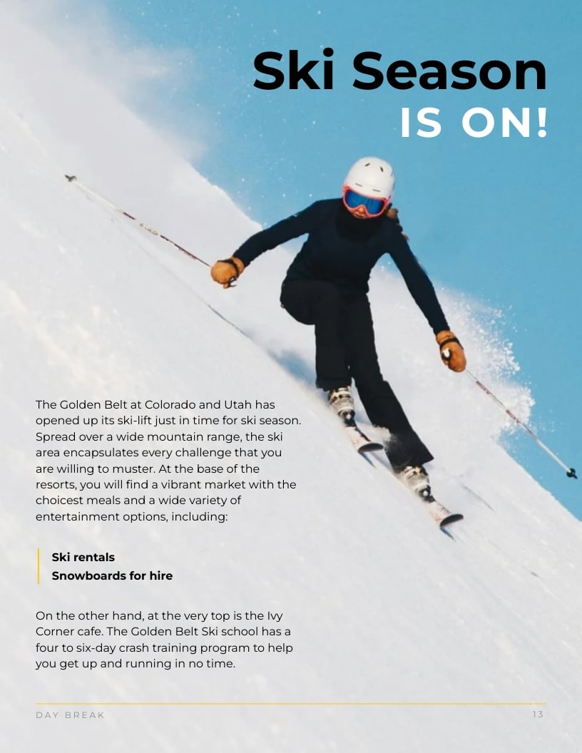 Sleek Golden Belt International Hotel Magazine Template - Slide 13 Sleek Golden Belt International Hotel Magazine Template - Slide 13