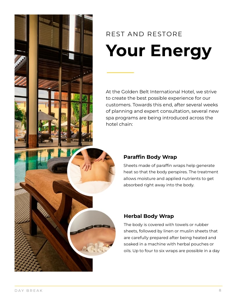 Sleek Golden Belt International Hotel Magazine Template - Slide 8 Sleek Golden Belt International Hotel Magazine Template - Slide 8