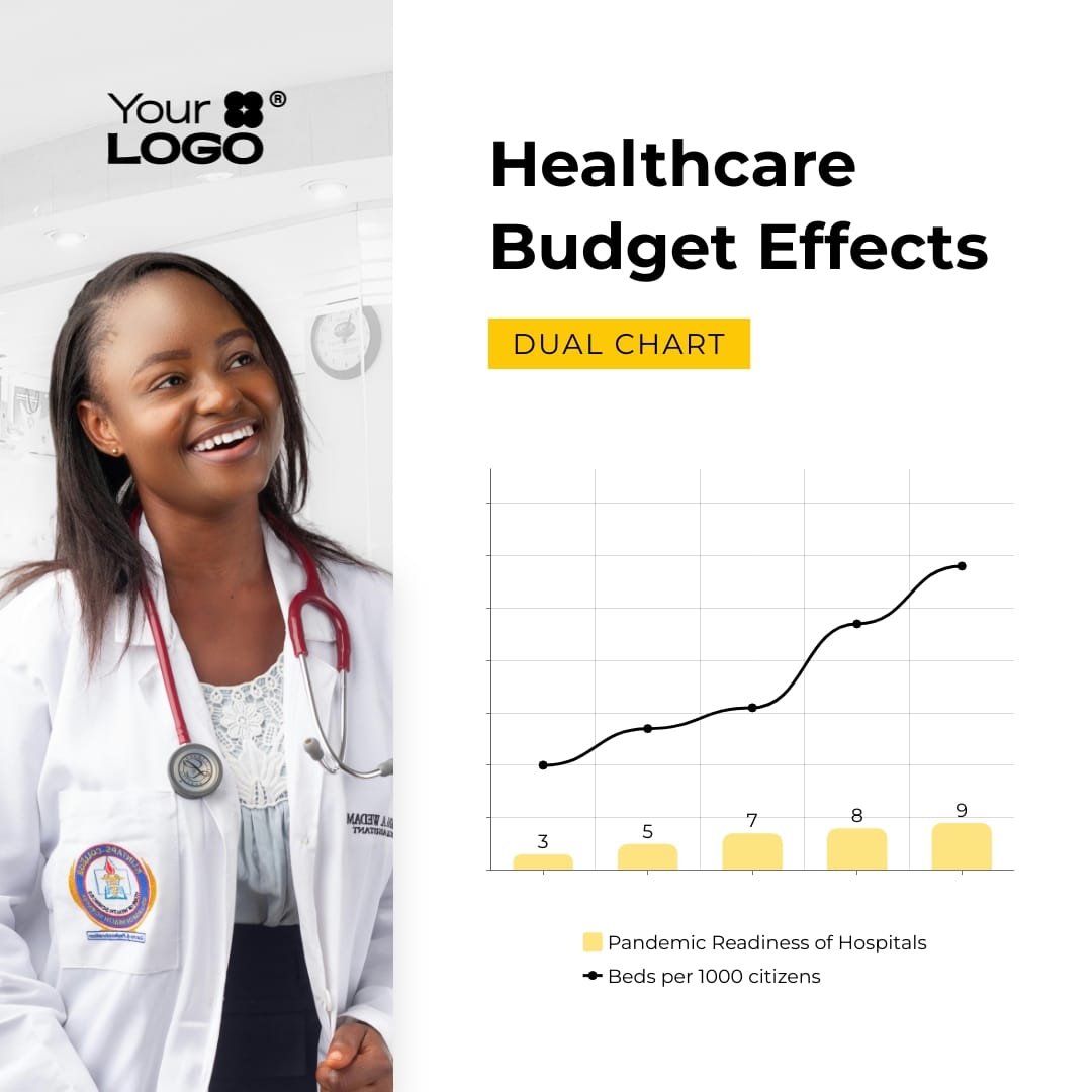 Sleek Healthcare Budget Effects Dual Chart Square Template