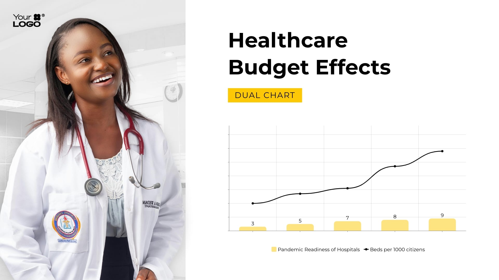 Sleek Healthcare Budget Effects Dual Chart Template