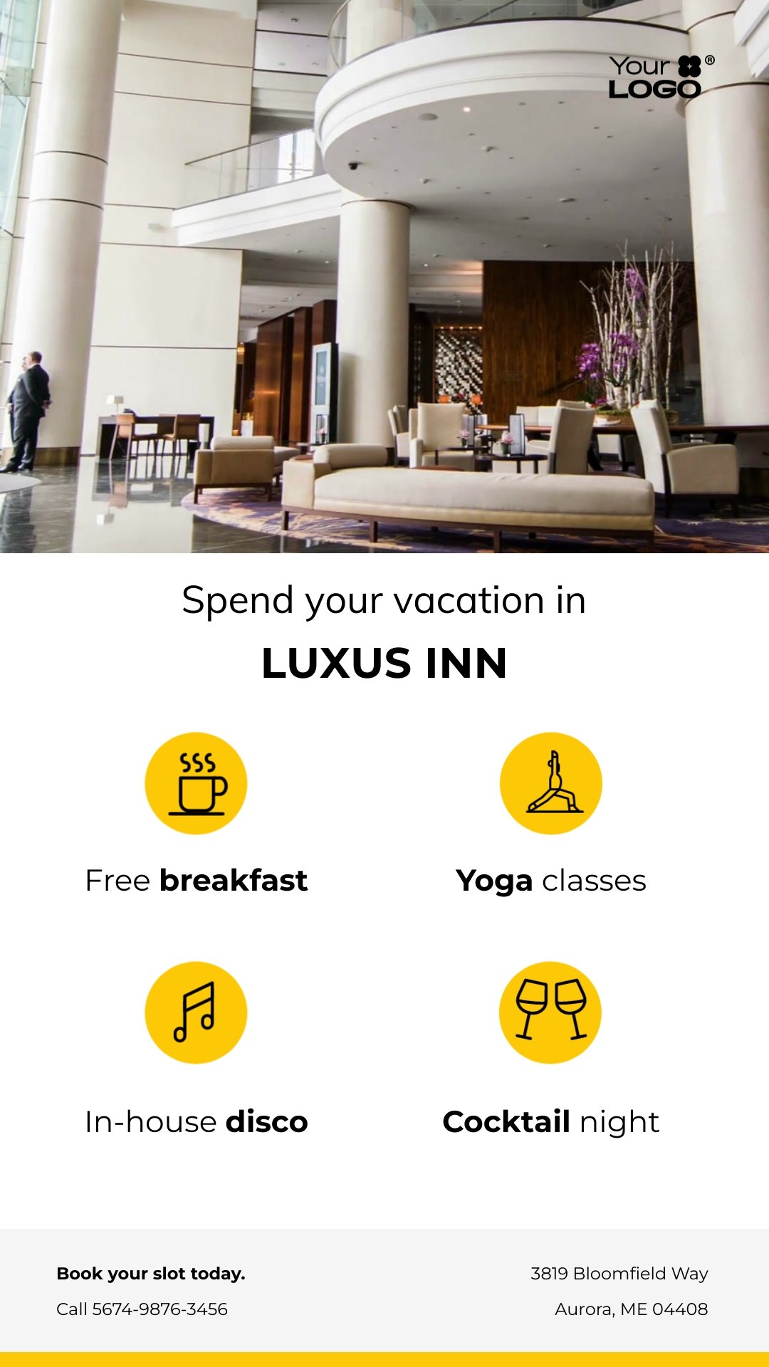 Sleek Hotel Promo Video Vertical Template