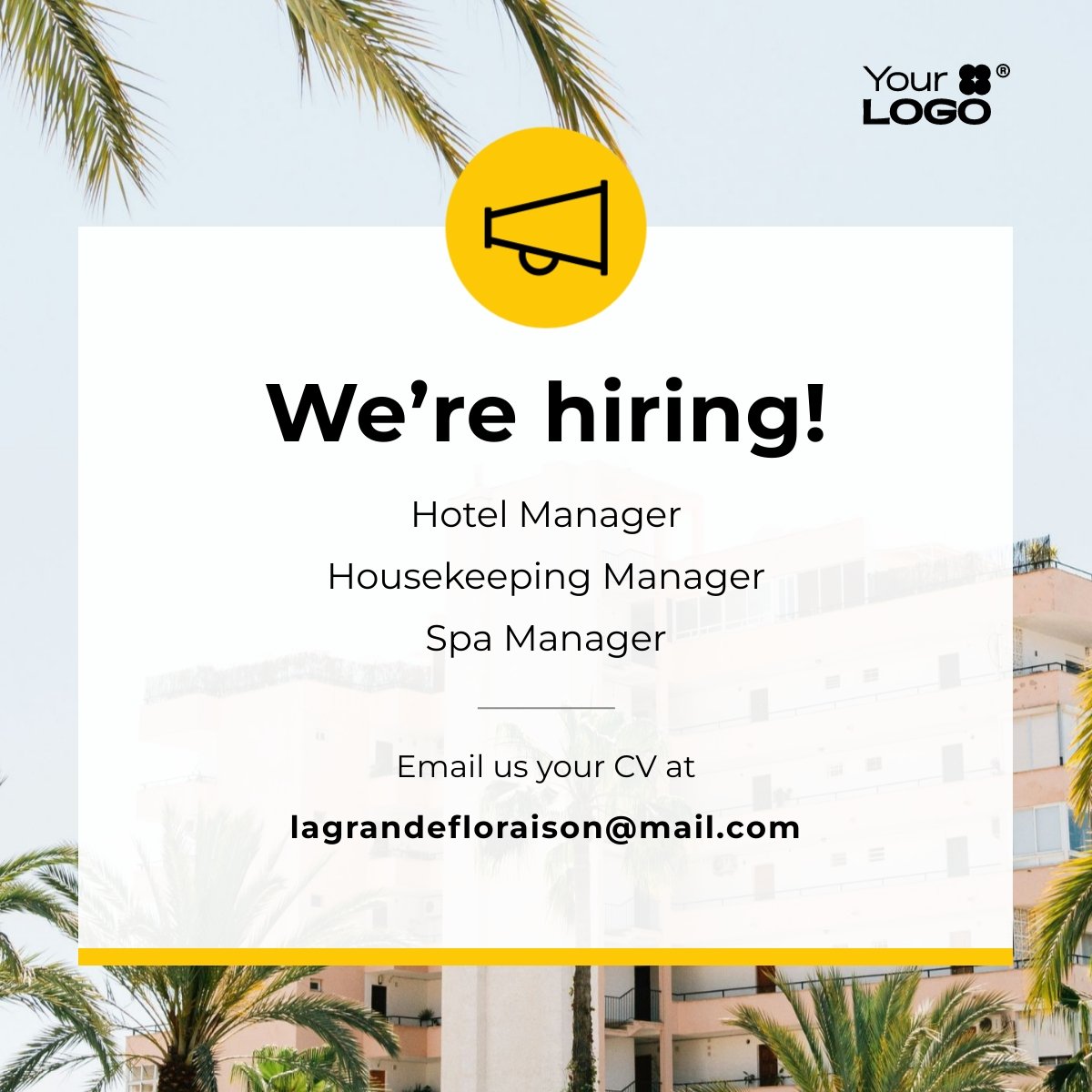 Sleek Hotel Staff Vacancy LinkedIn Post Template