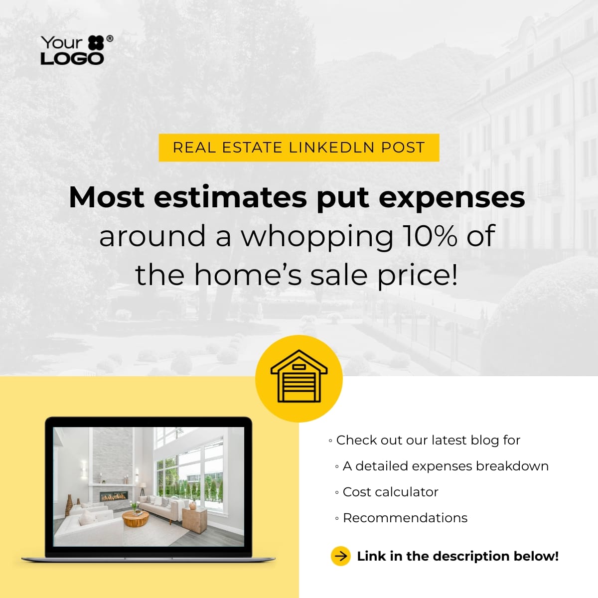 Sleek How Much Does It Cost To Sell Your House LinkedIn Post Template