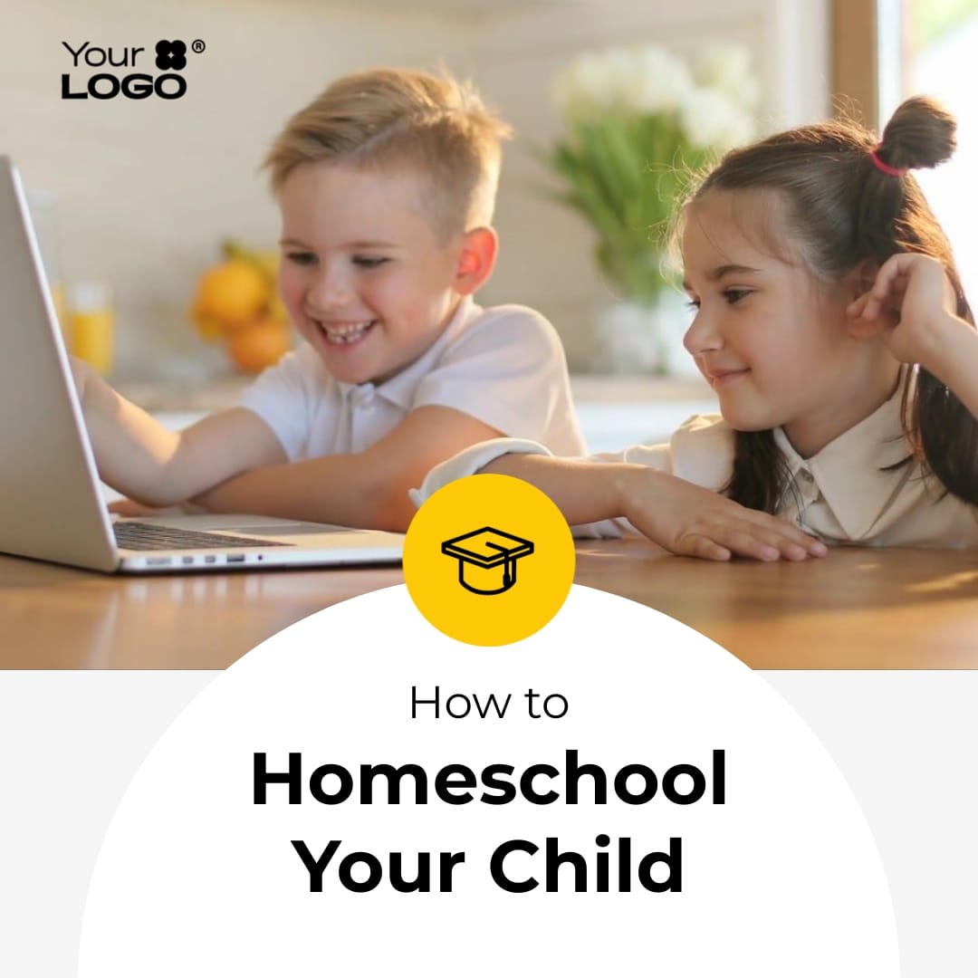Sleek How to Homeschool A Child Explainer Video Square Template