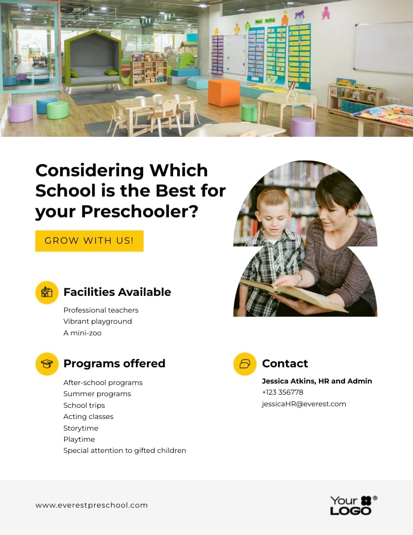 Sleek Kindergarten Promotional Flyer Template