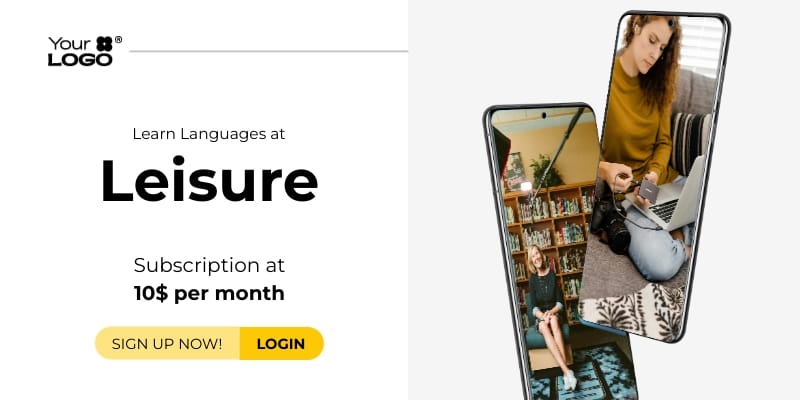 Sleek Language App Sign Up Blog Graphic Template