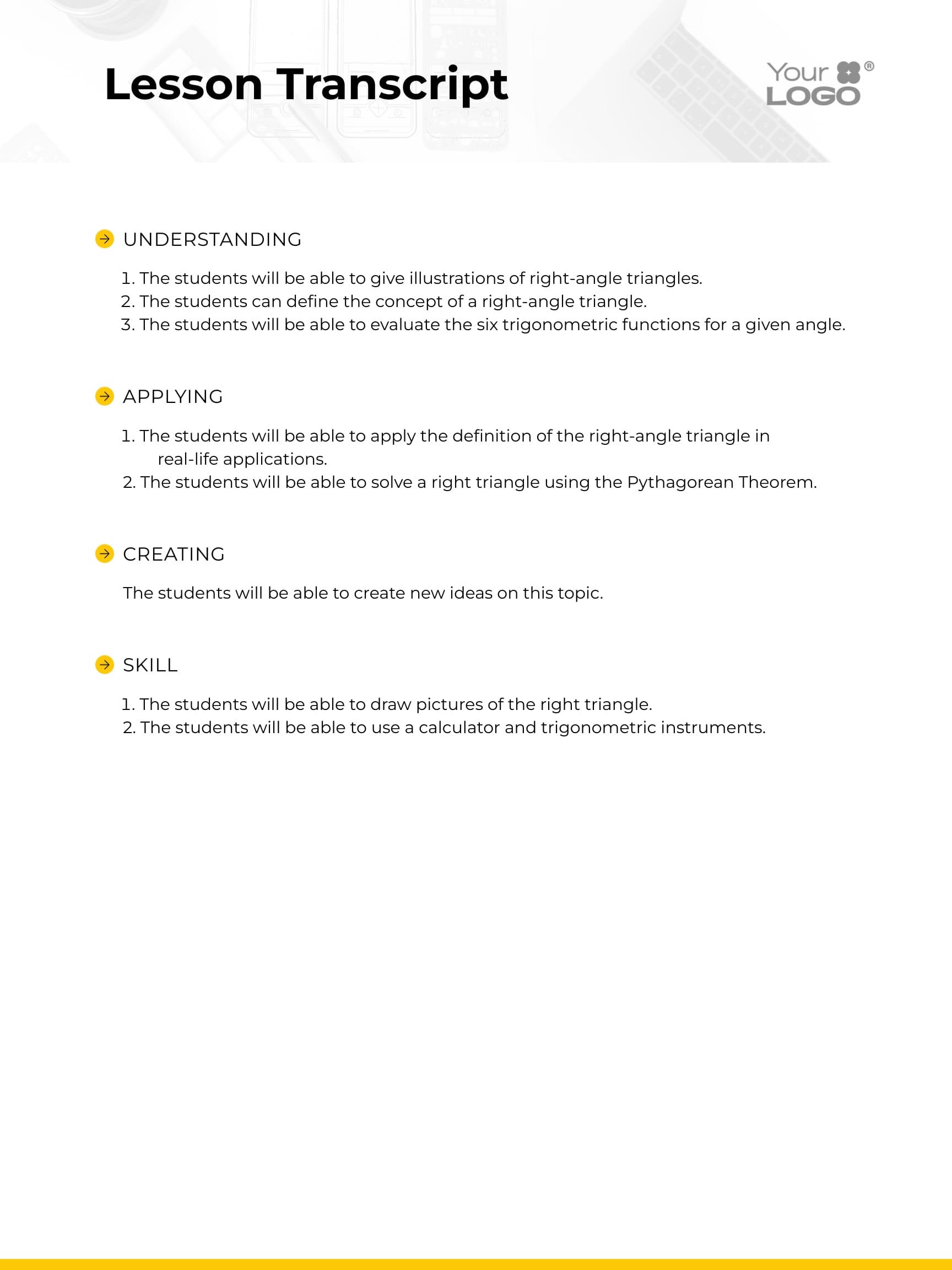 Sleek Lesson Transcript Template - Slide 2 Sleek Lesson Transcript Template - Slide 2