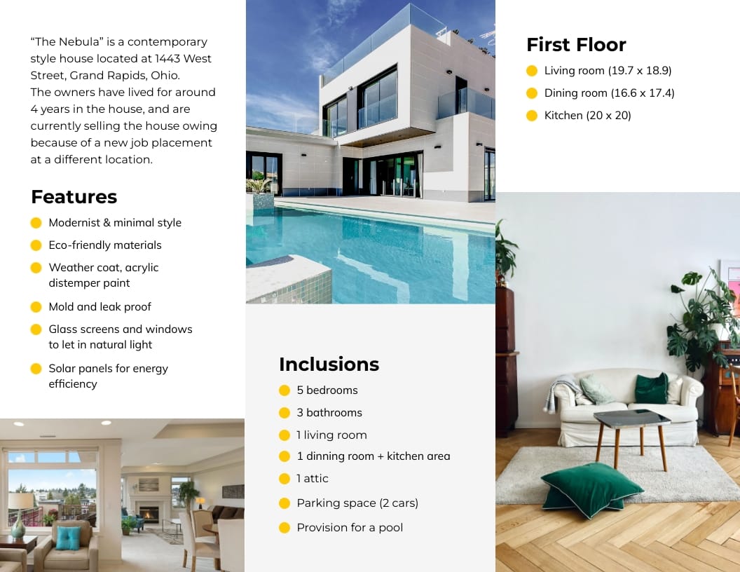 Sleek Luxury Property Trifold Brochure Template | Visme