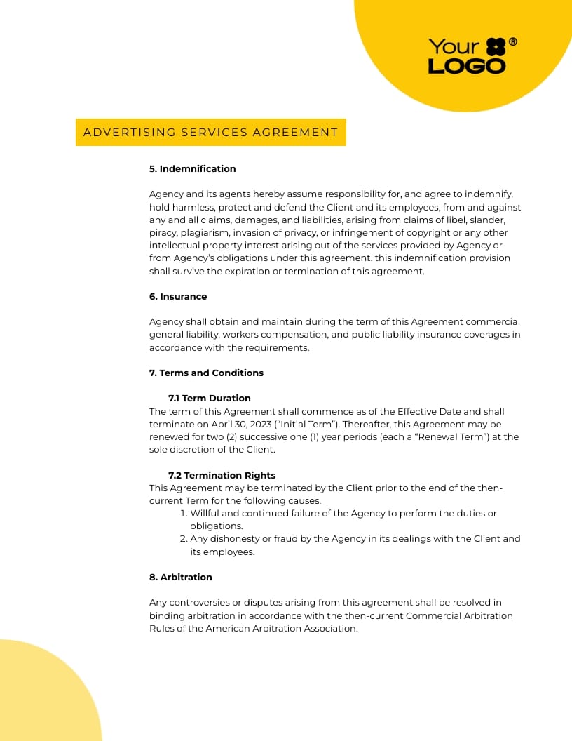 Advertising Agency Contract Template - Slide 4 Advertising Agency Contract Template - Slide 4