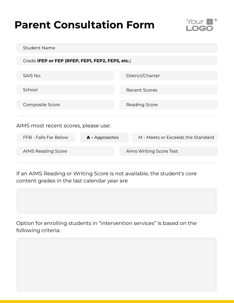 Sleek Parent Consultation Form Template