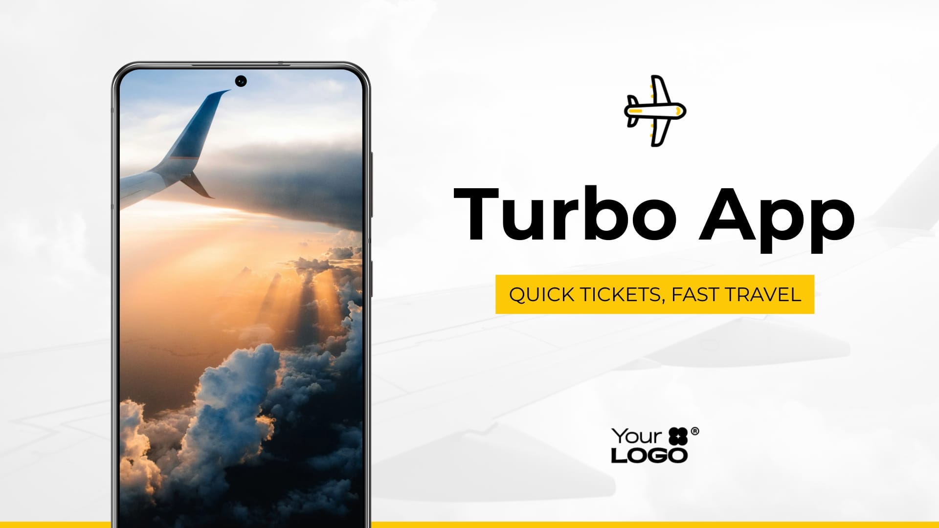 Sleek Plane Tickets App Mockup Template