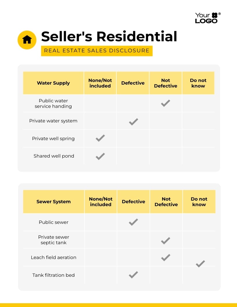 Sleek Property Seller Disclosure Template
