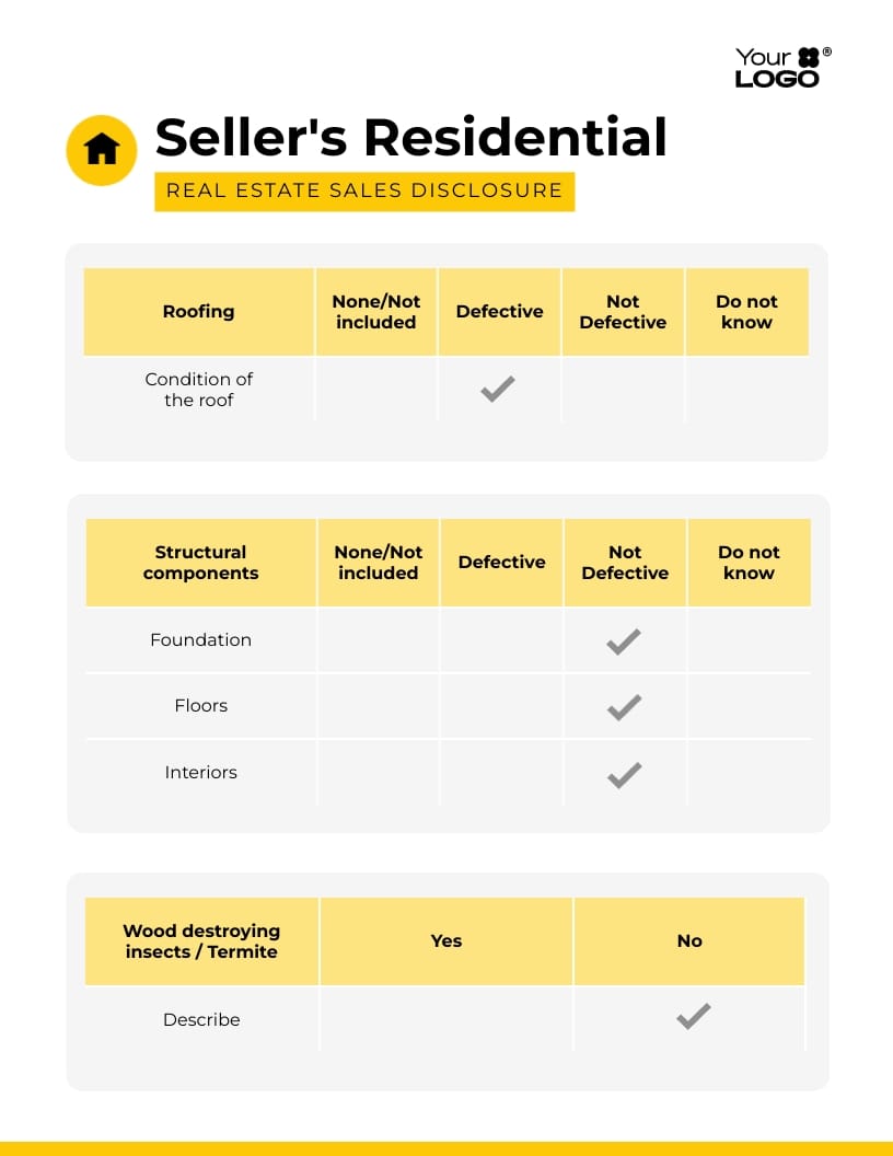 Sleek Property Seller Disclosure Template - Slide 2 Sleek Property Seller Disclosure Template - Slide 2