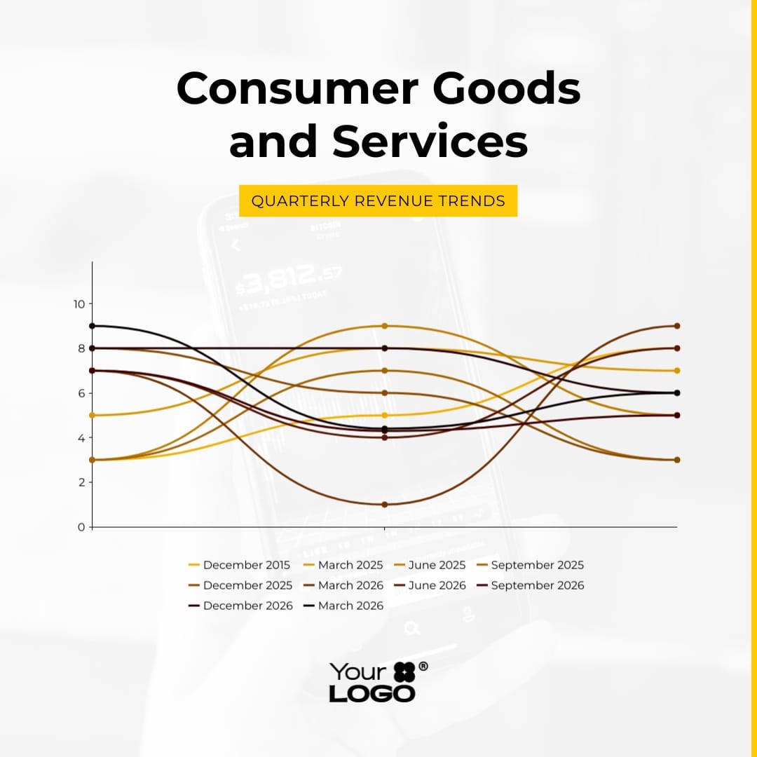 Sleek Quarterly Revenue Trends Line Graph Square Template