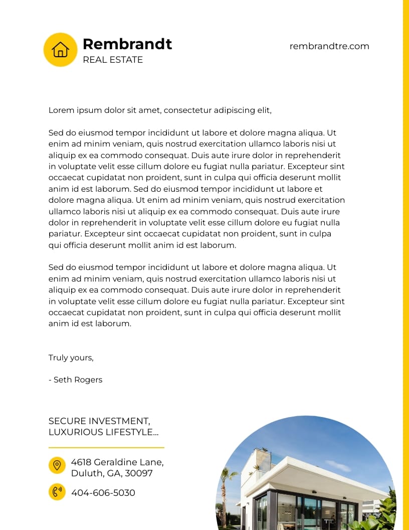 Sleek Real Estate Agency Letterhead Template