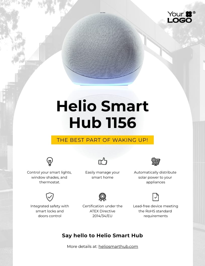 Sleek Smart Home Device Product Sell Sheet Template