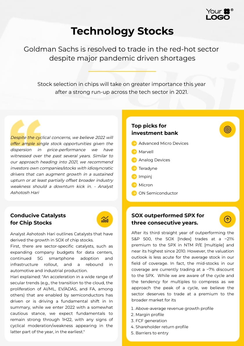 Sleek Technology Stocks Newsletter Template