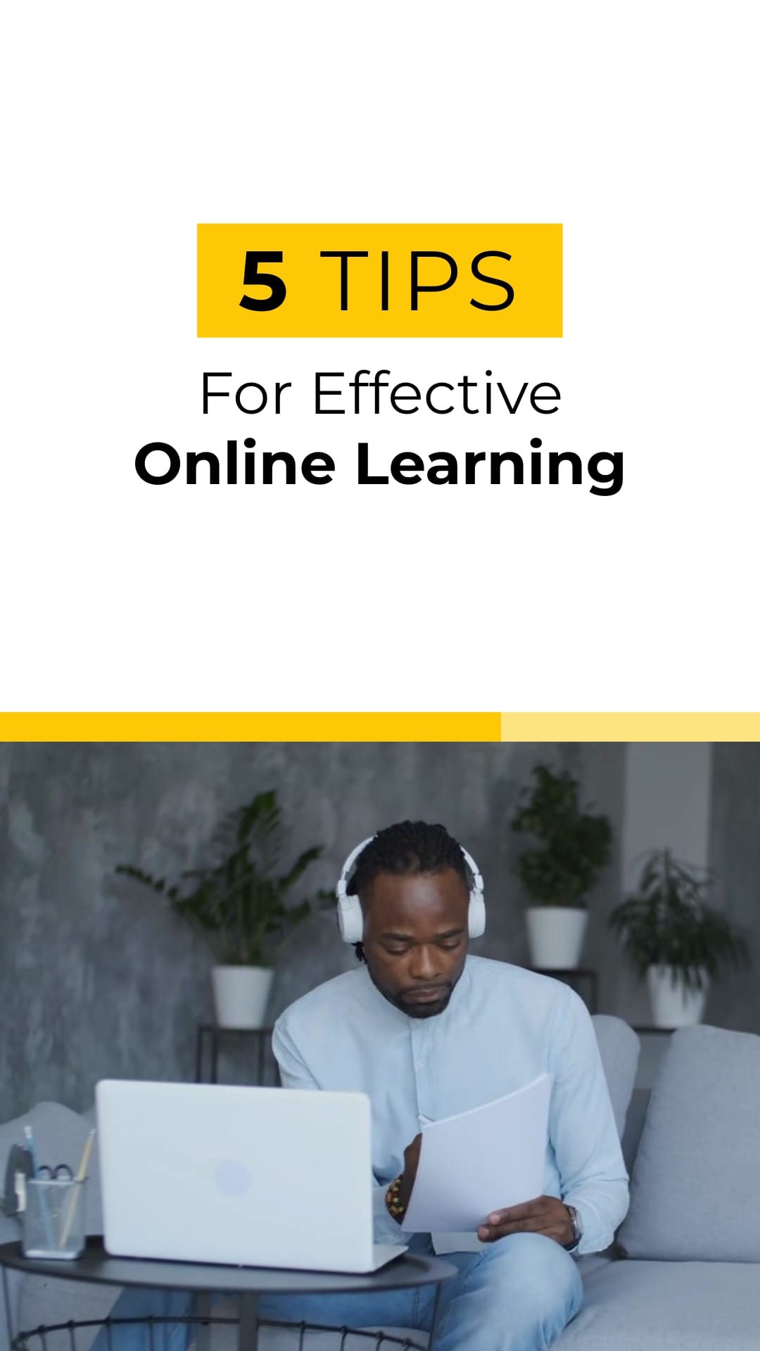 Sleek Tips for Effective Online Learning Listicle Video Vertical Template