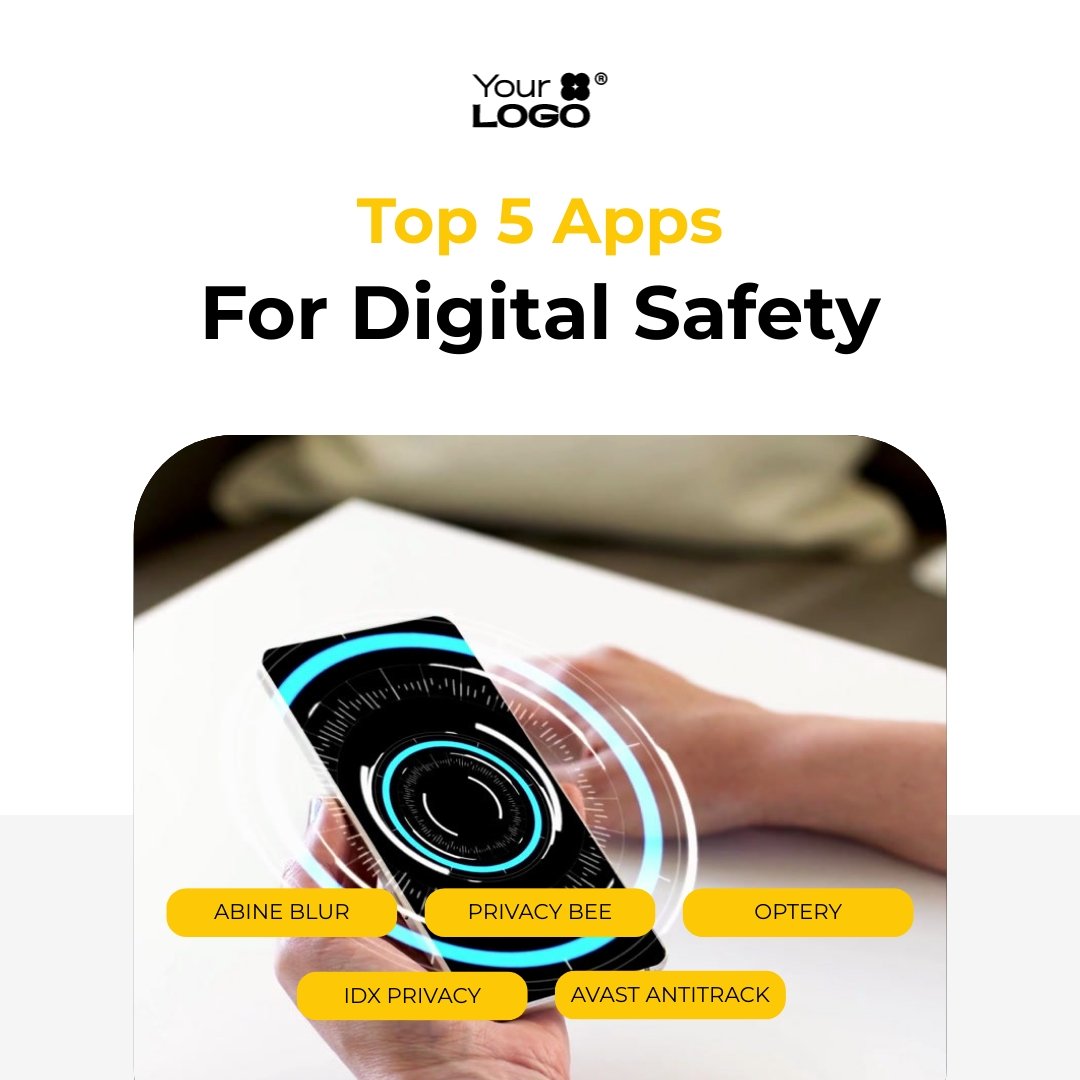 Sleek Top Apps For Digital Safety Listicle Video Square Template