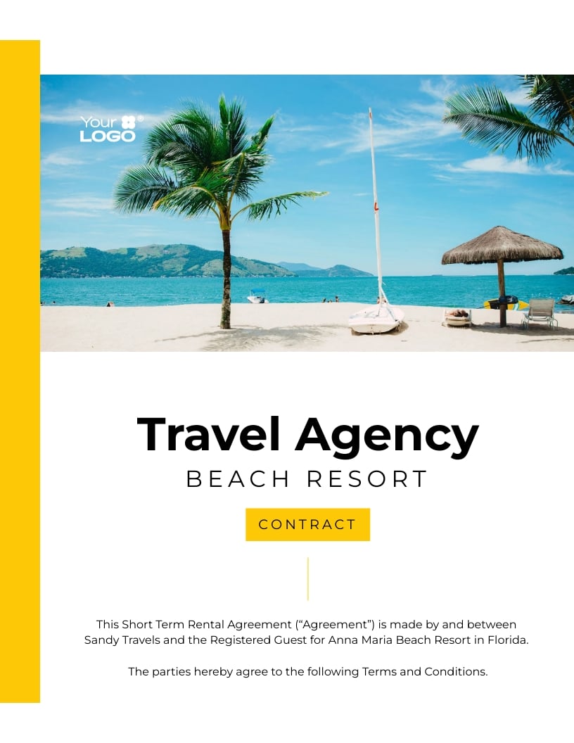 Sleek Travel Agency Beach Resort Contract Template