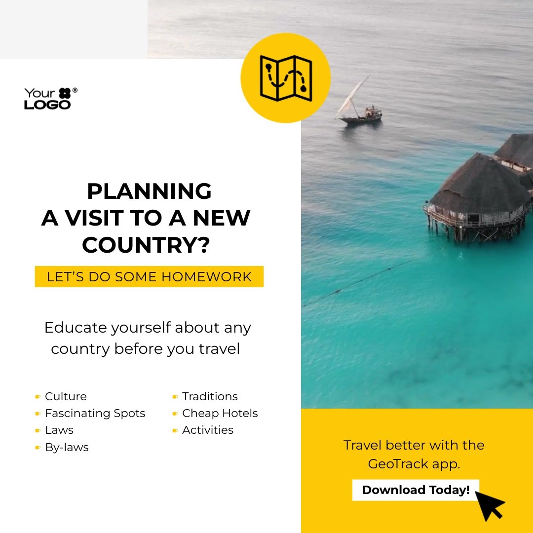 Sleek Travel App Promo Video Square Template
