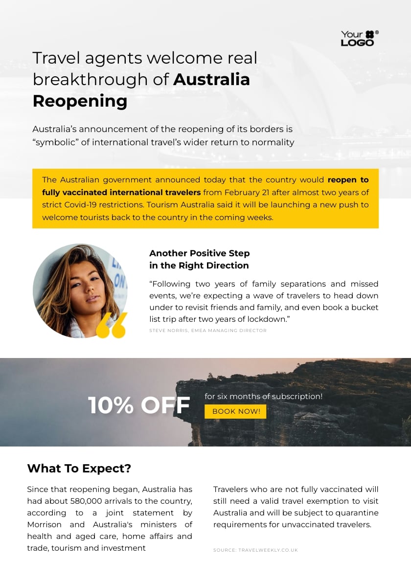 Sleek Travel Updates Newsletter Template