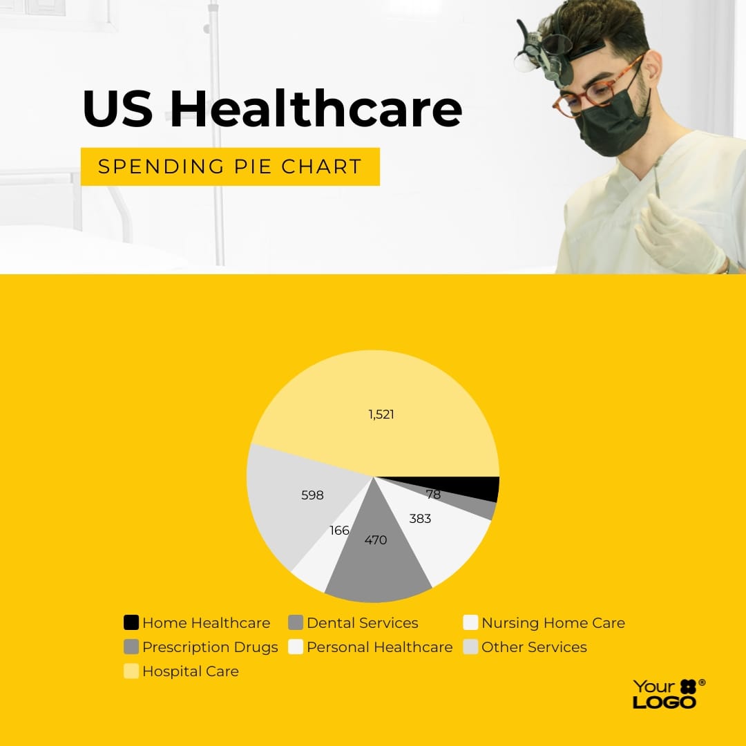 Sleek US Healthcare Spending Pie Chart Square Template