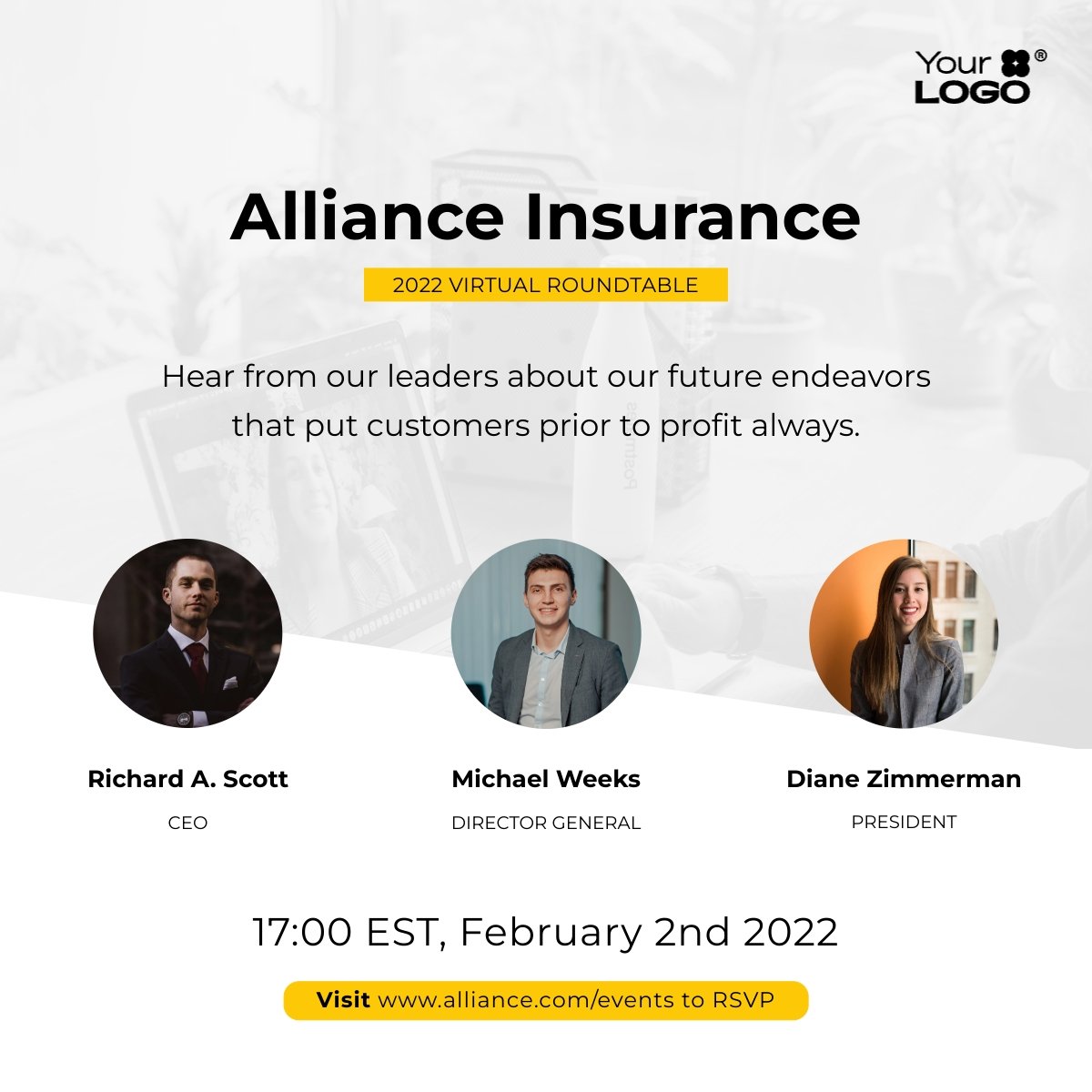 Sleek Virtual Roundtable LinkedIn Post Template