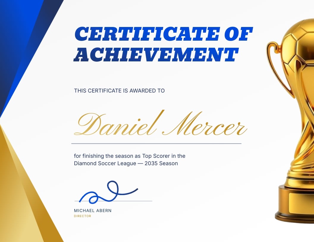 Soccer Certificate Template