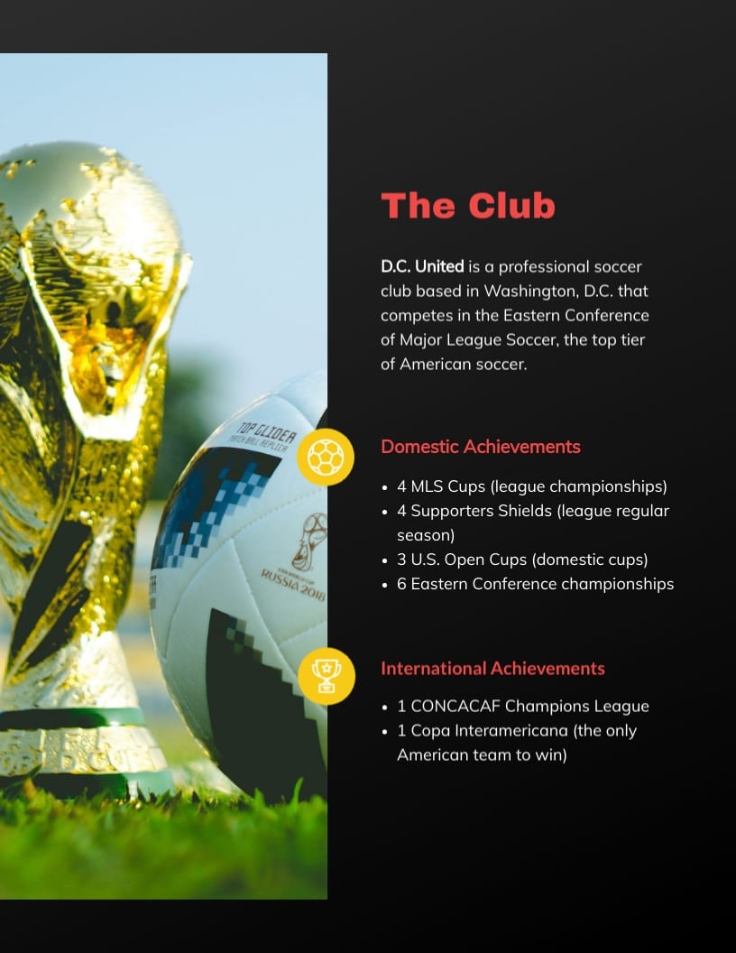 Soccer Club History Ebook Template Visme