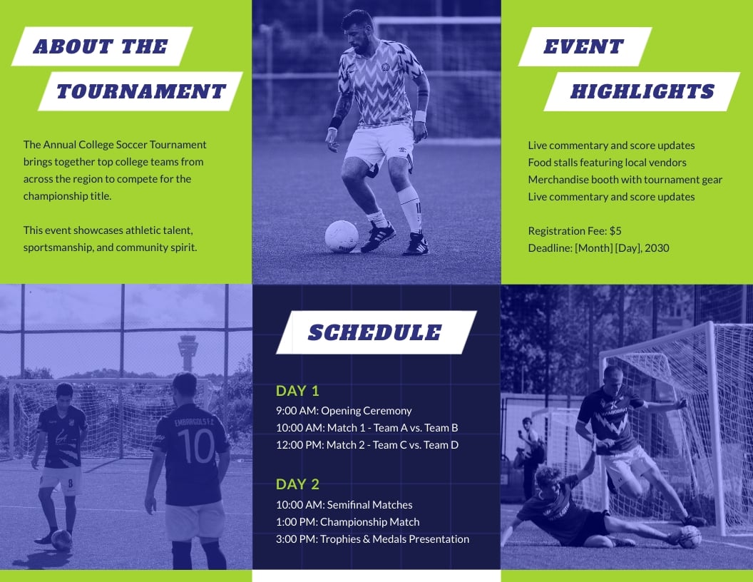 Soccer Event Brochure Template - Slide 2 Soccer Event Brochure Template - Slide 2