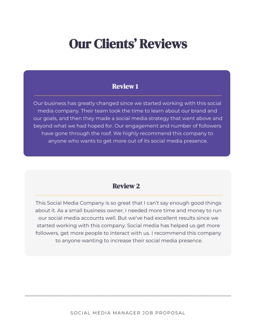 Social Media Manager Job Proposal Template Visme