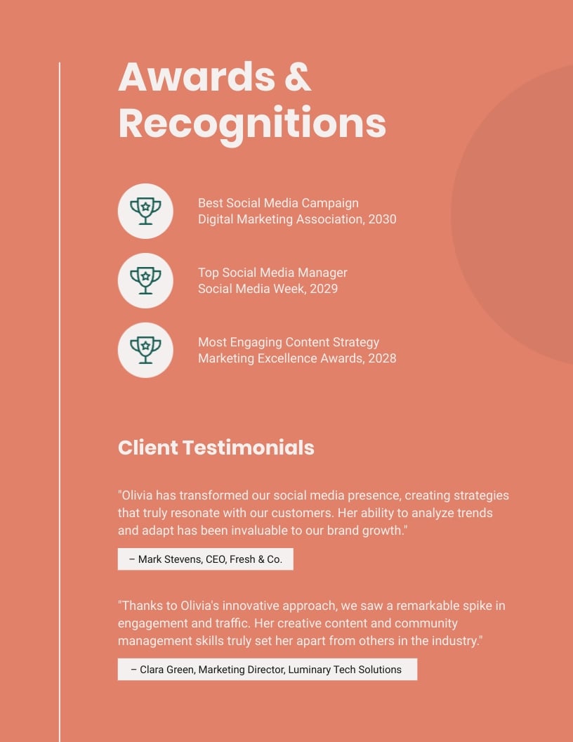 Social Media Manager Portfolio Template - Slide 4 Social Media Manager Portfolio Template - Slide 4