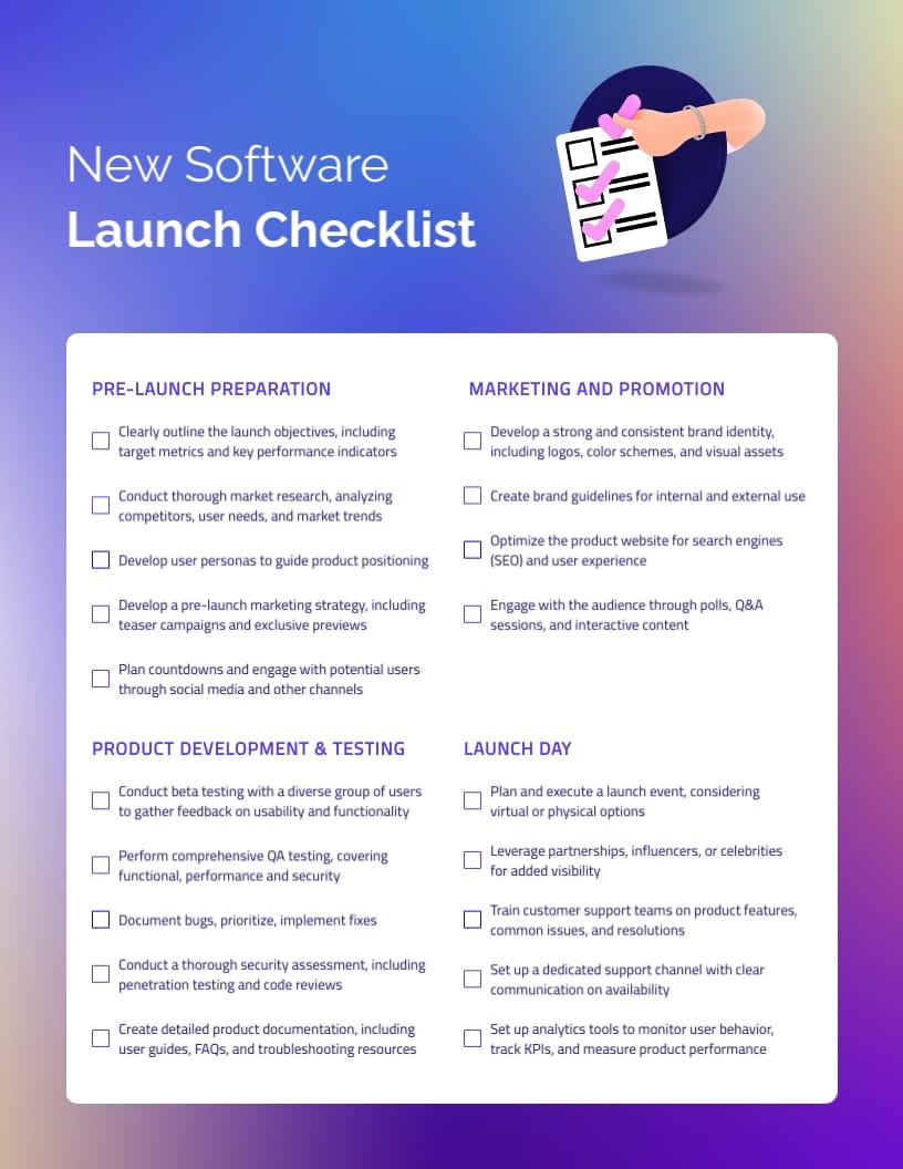 Software Product Launch Checklist Template