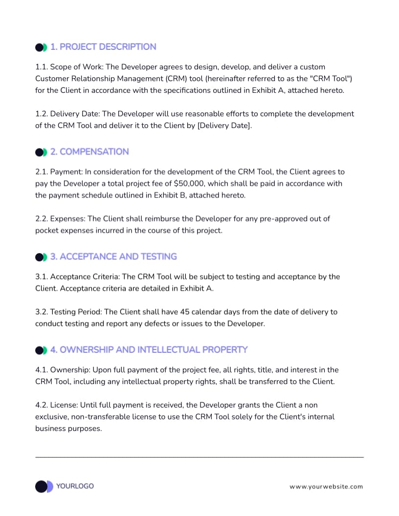 Software Project Contract Template - Slide 2 Software Project Contract Template - Slide 2