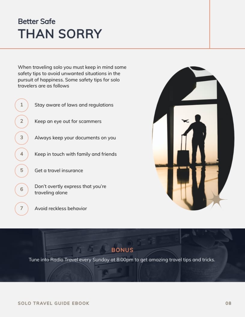 Solo Travel Guide Ebook Template | Visme