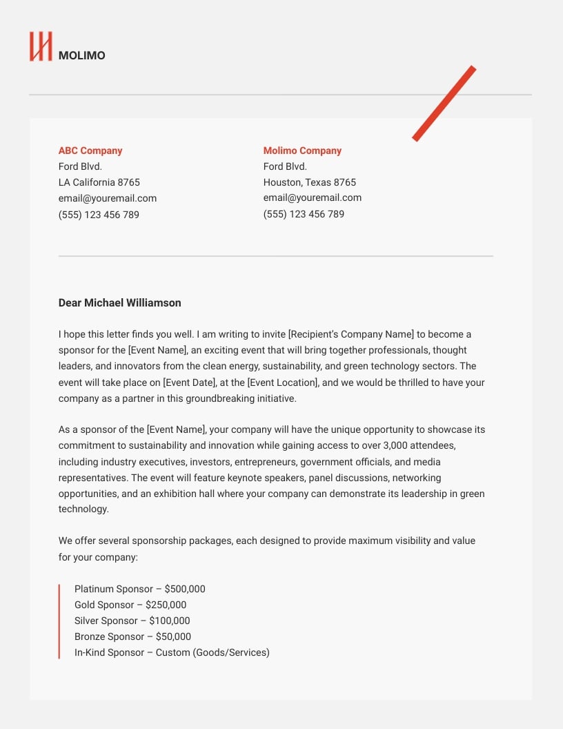 Sponsorship Proposal Letter Template